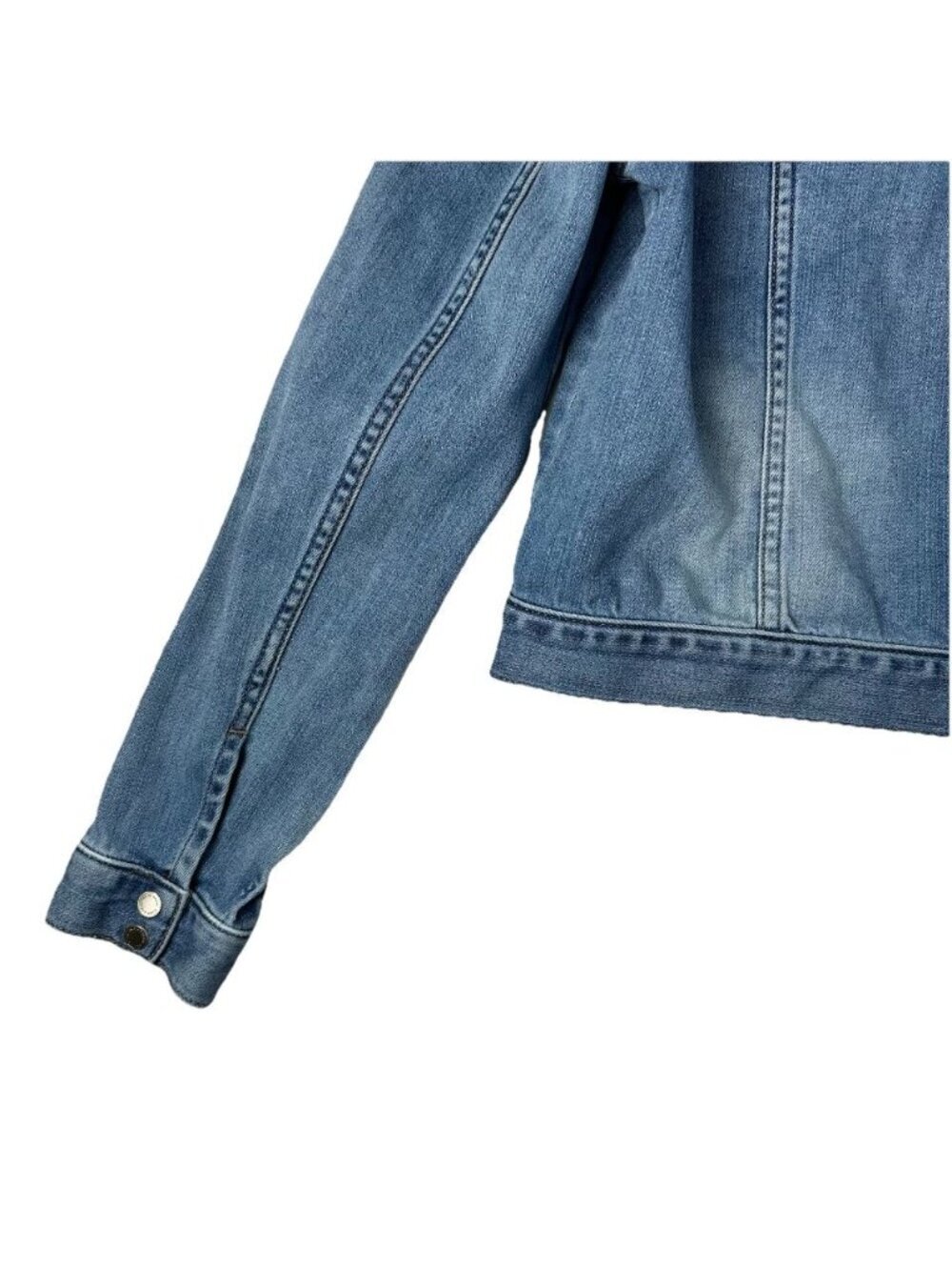 White House Black Market WHBM US Women’s 6 Light Blue Cropped Denim Jean Jacket - Picture 6 of 13